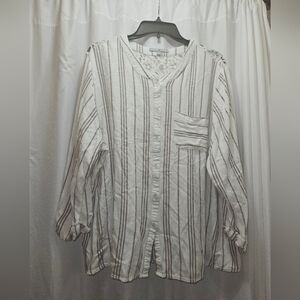 Heart N Crush Plus Size Striped Blouse Button Down With Lace Back Detail!